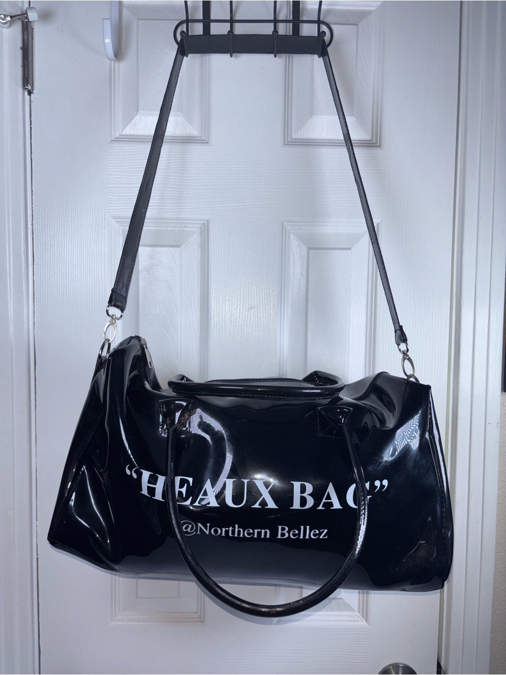 Black HEAUX BAG Glossy Travel Duffle - Picture 7 of 9